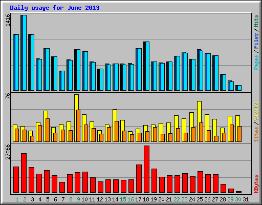 Daily usage for June 2013