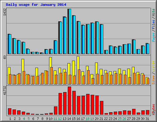 Daily usage for January 2014