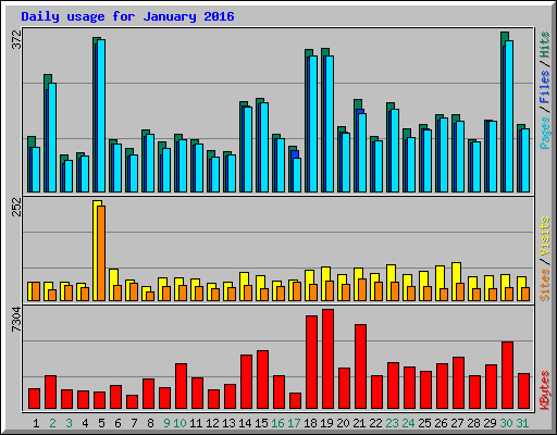 Daily usage for January 2016