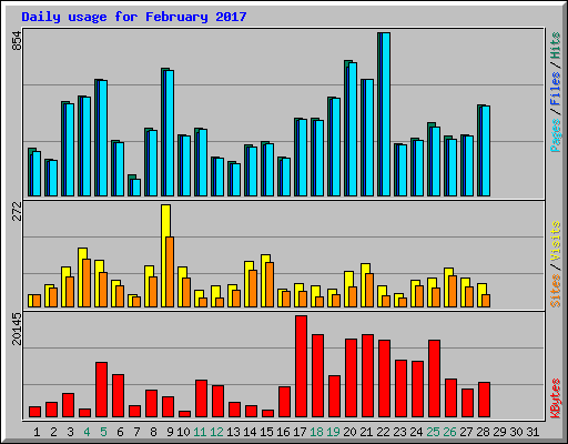 Daily usage for February 2017