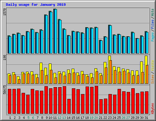 Daily usage for January 2019