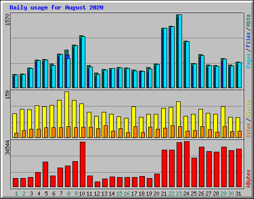 Daily usage for August 2020