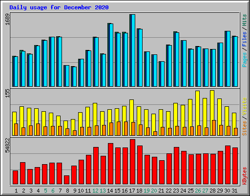 Daily usage for December 2020