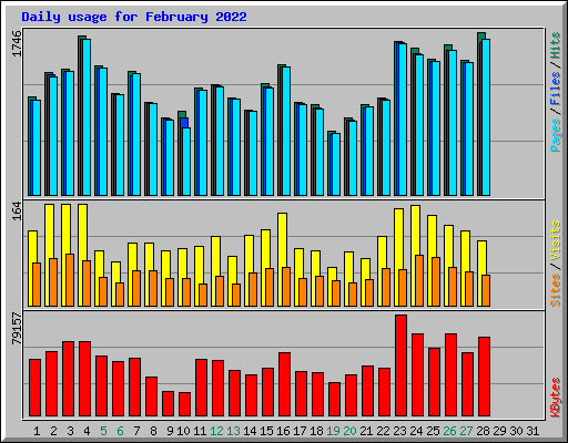 Daily usage for February 2022