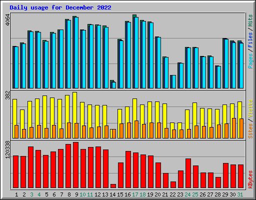 Daily usage for December 2022